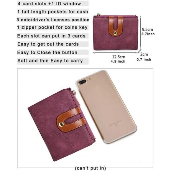 AOXONEL Womens Small Bifold Wallet Slim Leather Mini Wallet RFID Card Holder - Picture 6 of 8